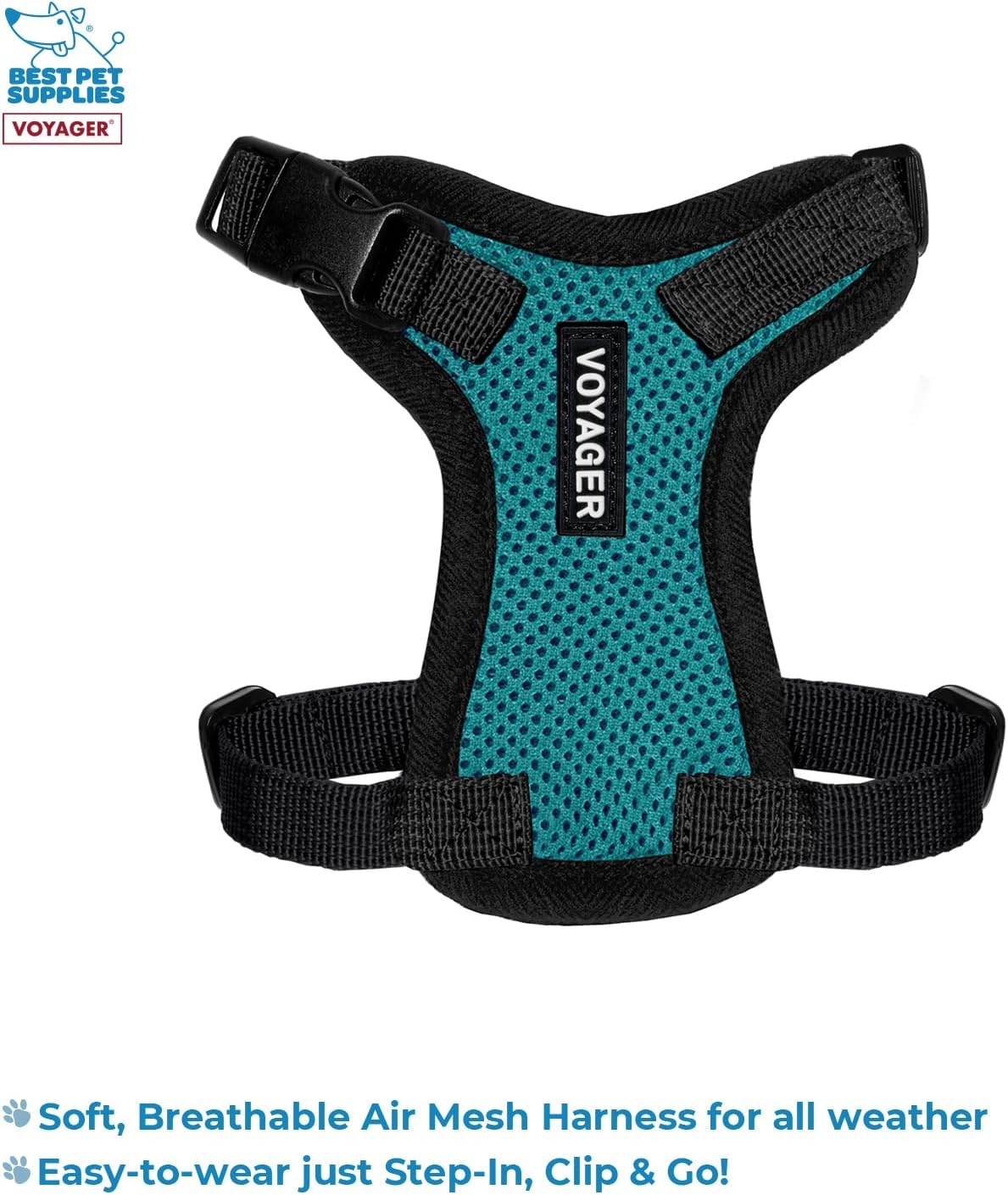 image:imageBest Pet Supplies Voyager Stepin Lock Pet Harness w Reflective Pet Leash Combo Set with Neoprene Handle 5ft Supports Small Medium and Large Breed PuppiesCats PurpleBlack Trim LHarness Leash Set TurquoiseBlack Trim