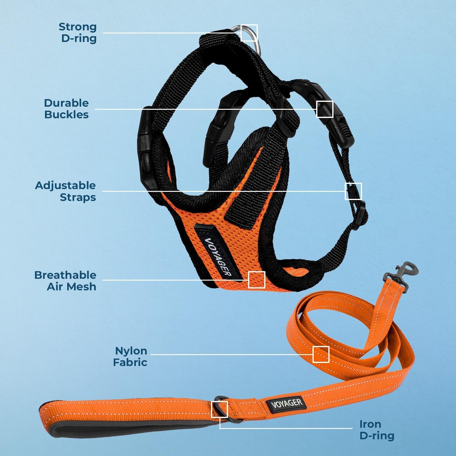 image:imageBest Pet Supplies Voyager Stepin Lock Pet Harness w Reflective Pet Leash Combo Set with Neoprene Handle 5ft Supports Small Medium and Large Breed PuppiesCats PurpleBlack Trim LHarness Leash Set OrangeBlack Trim