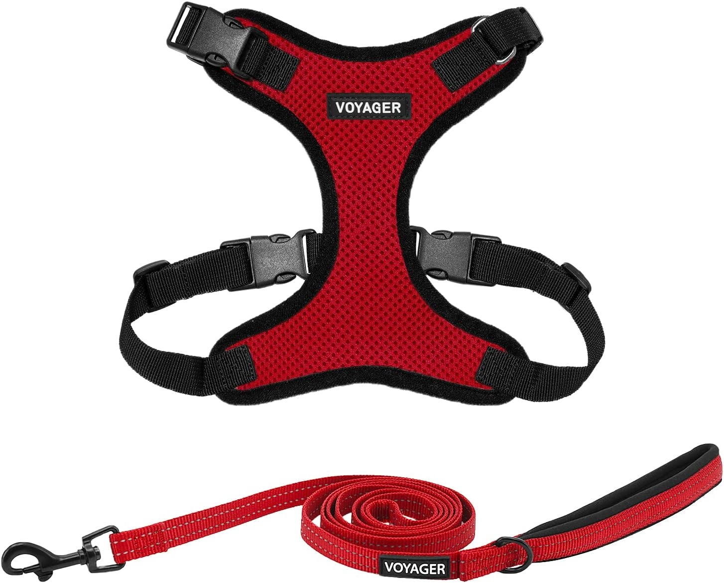 image:imageBest Pet Supplies Voyager Stepin Lock Pet Harness w Reflective Pet Leash Combo Set with Neoprene Handle 5ft Supports Small Medium and Large Breed PuppiesCats PurpleBlack Trim LHarness Leash Set RedBlack Trim