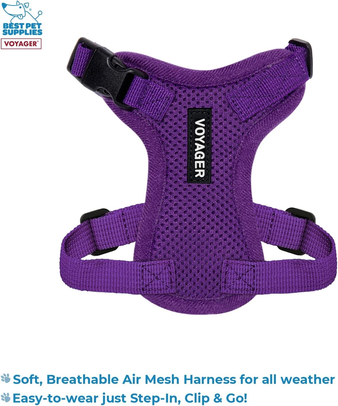 image:imageBest Pet Supplies Voyager Stepin Lock Pet Harness w Reflective Pet Leash Combo Set with Neoprene Handle 5ft Supports Small Medium and Large Breed PuppiesCats PurpleBlack Trim LHarness Leash Set Purple