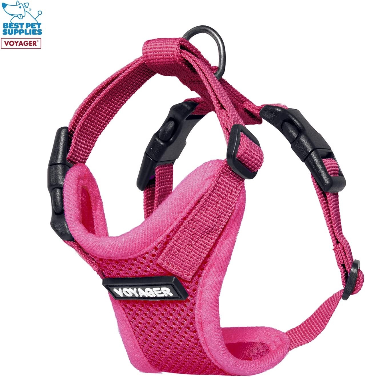 image:imageBest Pet Supplies Voyager Stepin Lock Pet Harness w Reflective Pet Leash Combo Set with Neoprene Handle 5ft Supports Small Medium and Large Breed PuppiesCats PurpleBlack Trim LHarness Leash Set Fuchsia