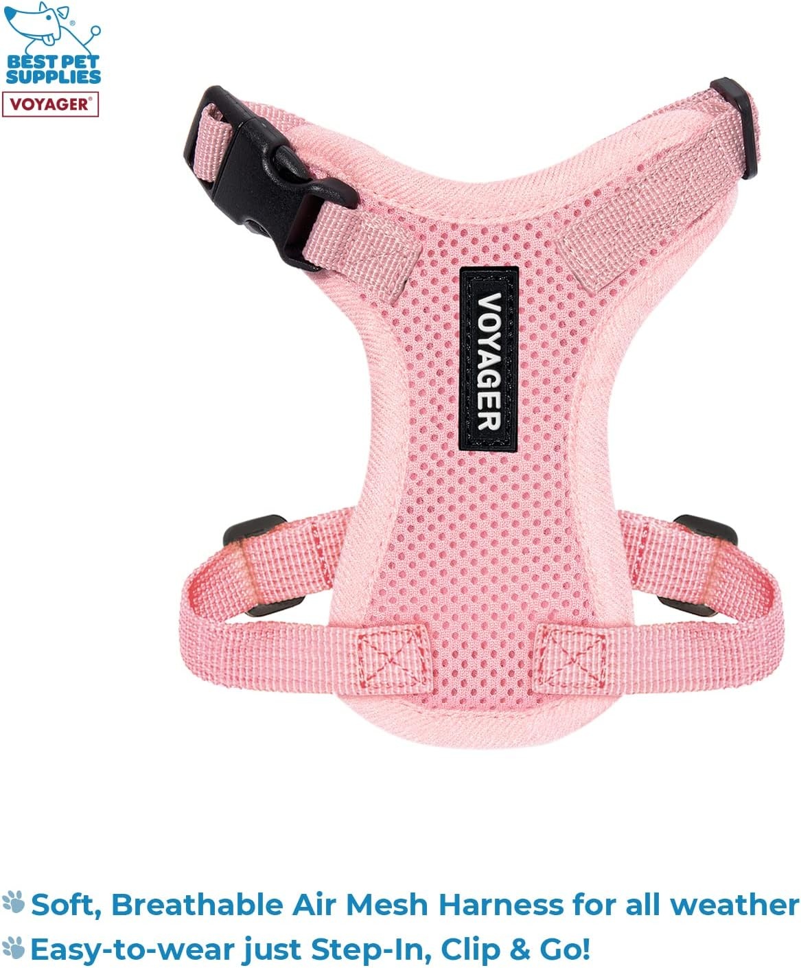 image:imageBest Pet Supplies Voyager Stepin Lock Pet Harness w Reflective Pet Leash Combo Set with Neoprene Handle 5ft Supports Small Medium and Large Breed PuppiesCats PurpleBlack Trim LHarness Leash Set Pink