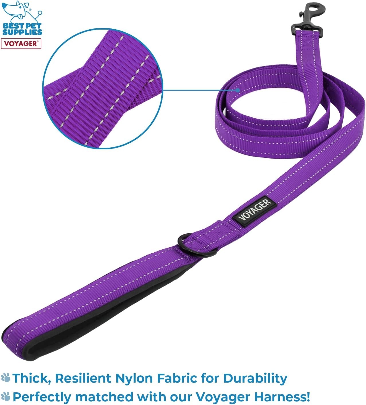 image:imageBest Pet Supplies Voyager Stepin Lock Pet Harness w Reflective Pet Leash Combo Set with Neoprene Handle 5ft Supports Small Medium and Large Breed PuppiesCats PurpleBlack Trim LHarness Leash Set PurpleBlack Trim