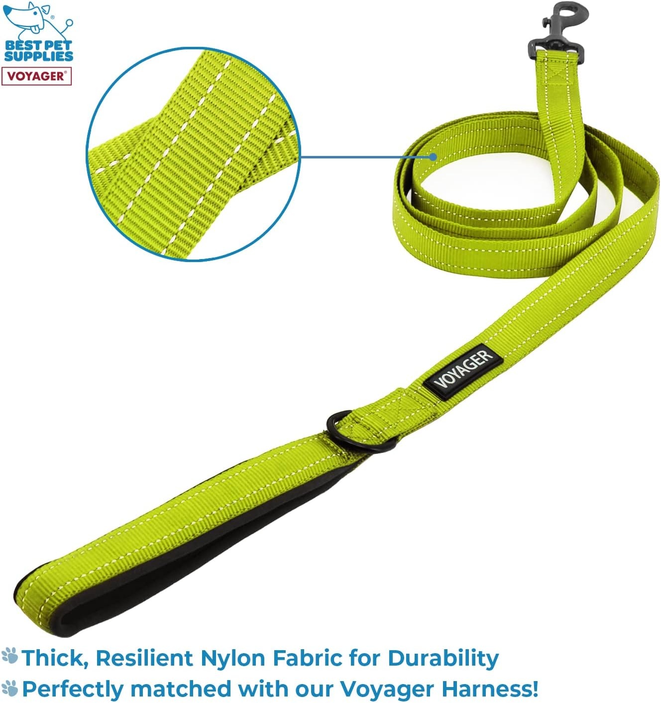 image:imageBest Pet Supplies Voyager Stepin Lock Pet Harness w Reflective Pet Leash Combo Set with Neoprene Handle 5ft Supports Small Medium and Large Breed PuppiesCats PurpleBlack Trim LHarness Leash Set Lime Green