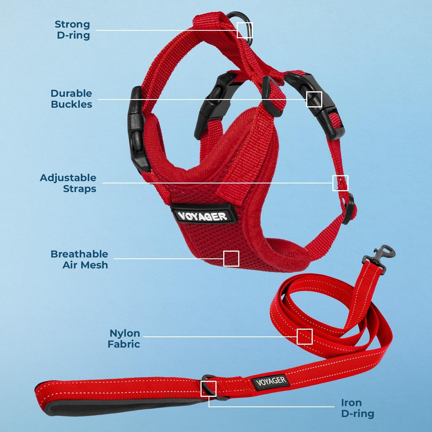 image:imageBest Pet Supplies Voyager Stepin Lock Pet Harness w Reflective Pet Leash Combo Set with Neoprene Handle 5ft Supports Small Medium and Large Breed PuppiesCats PurpleBlack Trim LHarness Leash Set Red