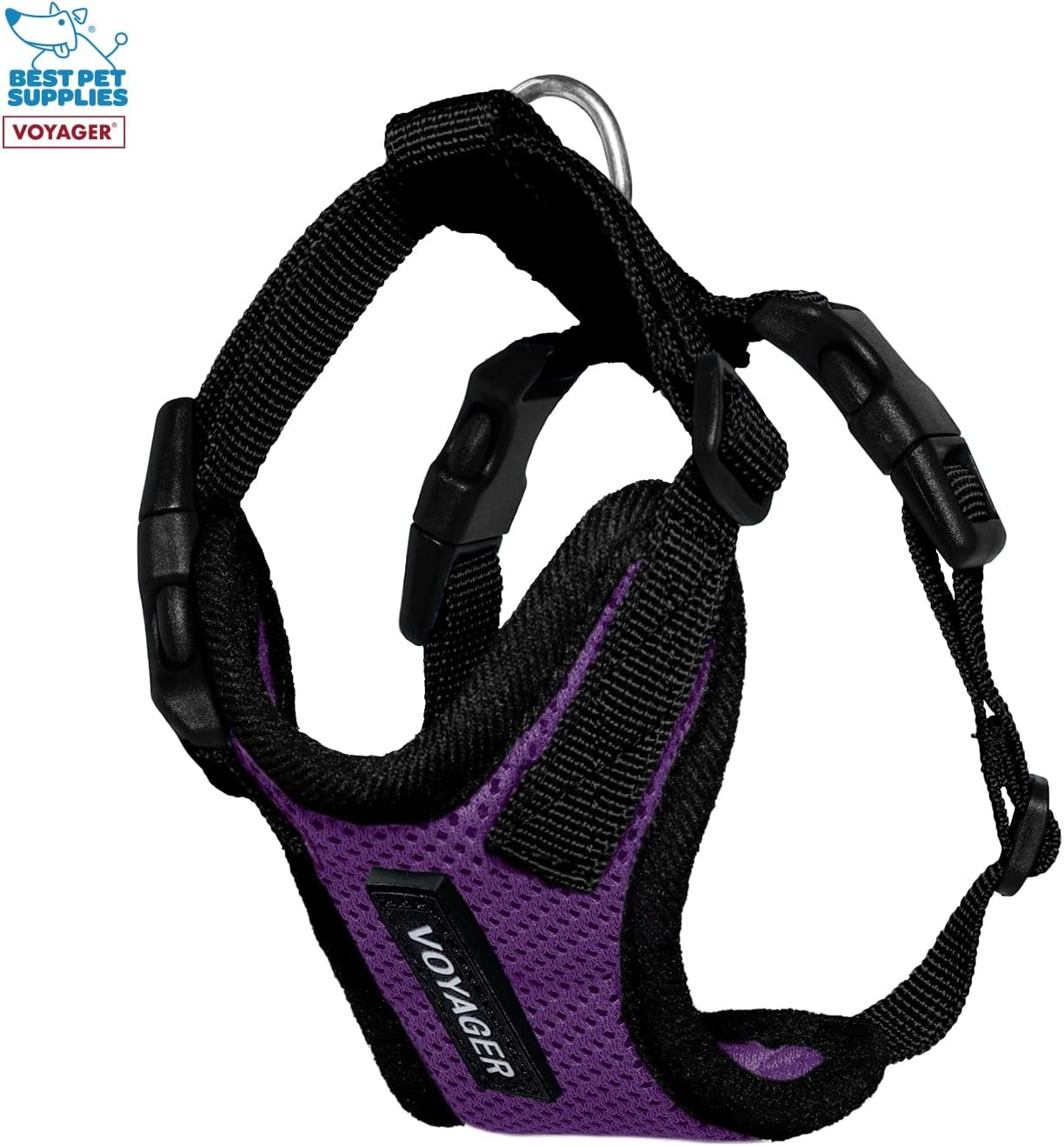 image:imageBest Pet Supplies Voyager Stepin Lock Pet Harness w Reflective Pet Leash Combo Set with Neoprene Handle 5ft Supports Small Medium and Large Breed PuppiesCats PurpleBlack Trim LHarness Leash Set PurpleBlack Trim