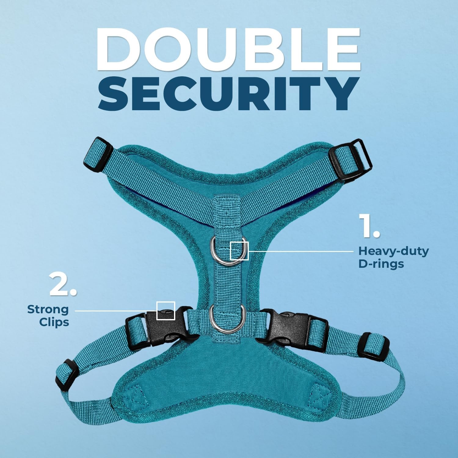 image:imageBest Pet Supplies Voyager Stepin Lock Pet Harness w Reflective Pet Leash Combo Set with Neoprene Handle 5ft Supports Small Medium and Large Breed PuppiesCats PurpleBlack Trim LHarness Leash Set Turquoise