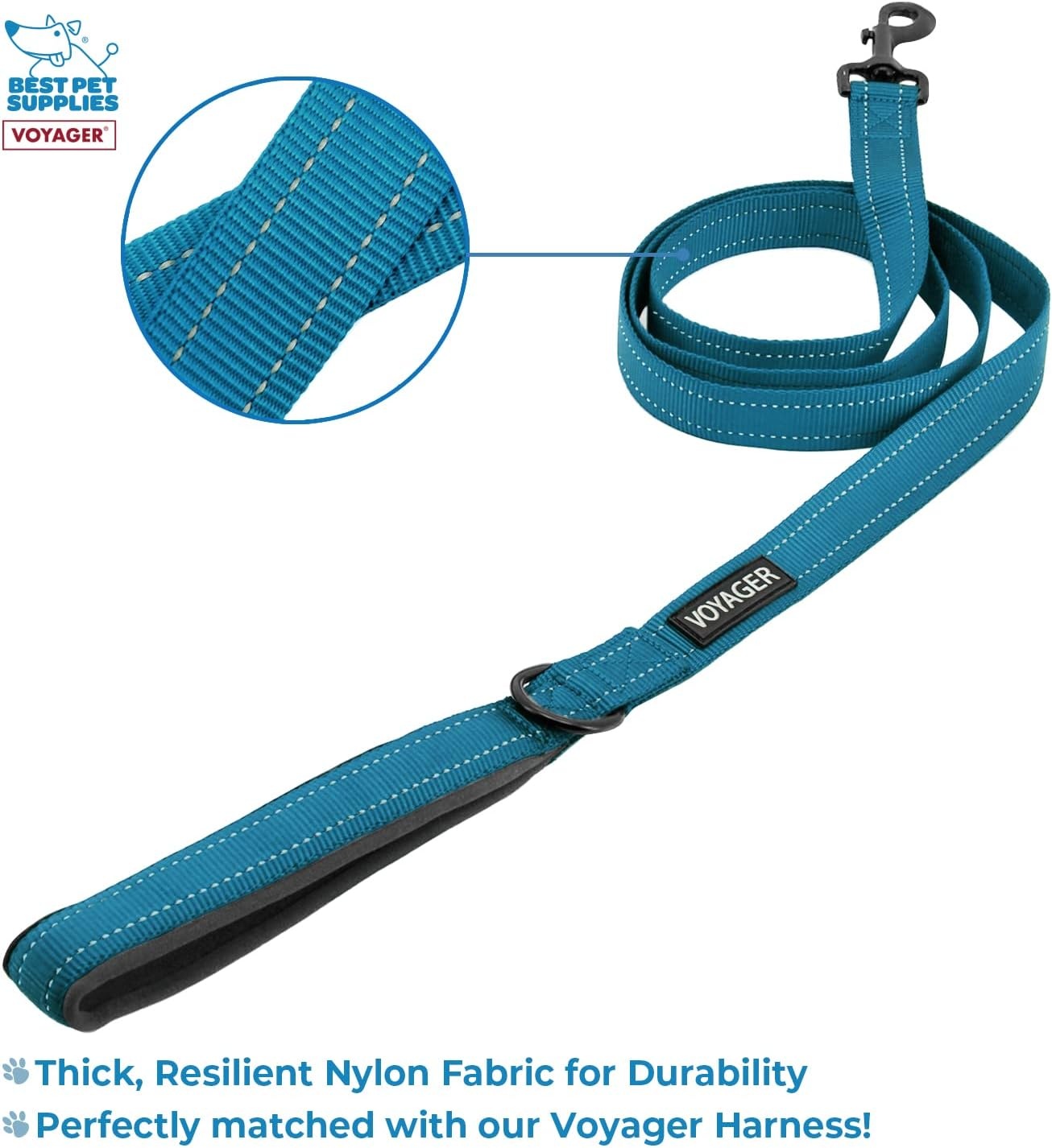 image:imageBest Pet Supplies Voyager Stepin Lock Pet Harness w Reflective Pet Leash Combo Set with Neoprene Handle 5ft Supports Small Medium and Large Breed PuppiesCats PurpleBlack Trim LHarness Leash Set TurquoiseBlack Trim