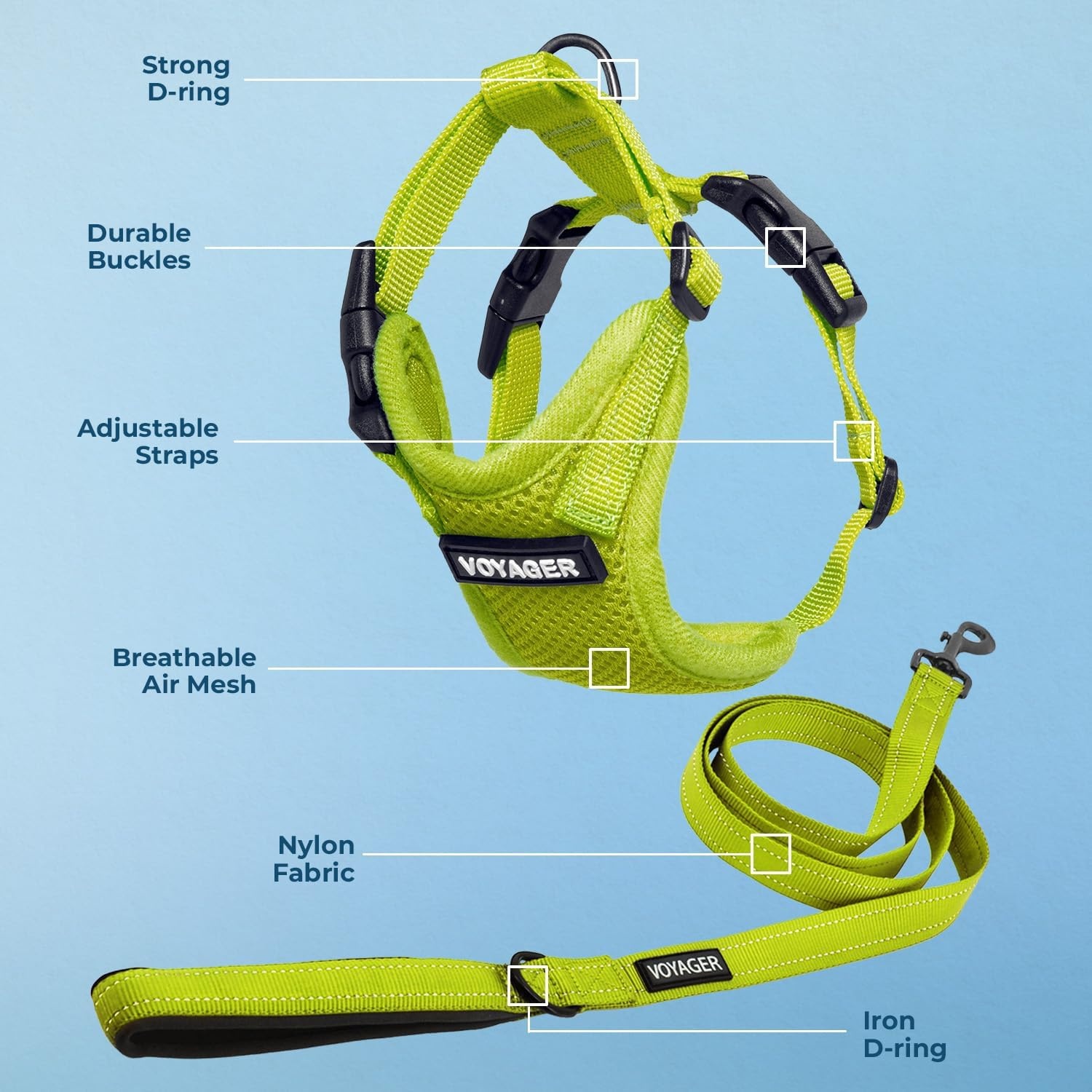 image:imageBest Pet Supplies Voyager Stepin Lock Pet Harness w Reflective Pet Leash Combo Set with Neoprene Handle 5ft Supports Small Medium and Large Breed PuppiesCats PurpleBlack Trim LHarness Leash Set Lime Green