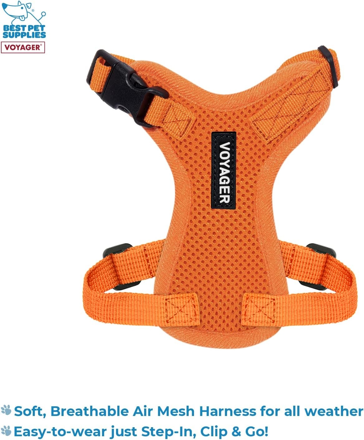 image:imageBest Pet Supplies Voyager Stepin Lock Pet Harness w Reflective Pet Leash Combo Set with Neoprene Handle 5ft Supports Small Medium and Large Breed PuppiesCats PurpleBlack Trim LHarness Leash Set Orange