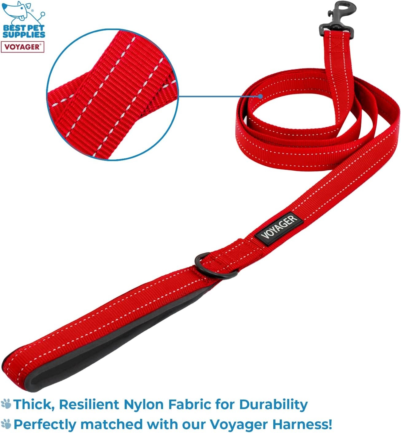 image:imageBest Pet Supplies Voyager Stepin Lock Pet Harness w Reflective Pet Leash Combo Set with Neoprene Handle 5ft Supports Small Medium and Large Breed PuppiesCats PurpleBlack Trim LHarness Leash Set RedBlack Trim