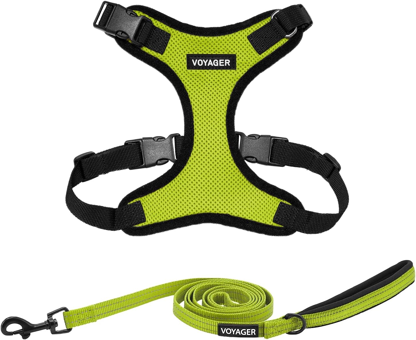 image:imageBest Pet Supplies Voyager Stepin Lock Pet Harness w Reflective Pet Leash Combo Set with Neoprene Handle 5ft Supports Small Medium and Large Breed PuppiesCats PurpleBlack Trim LHarness Leash Set Lime GreenBlack Trim