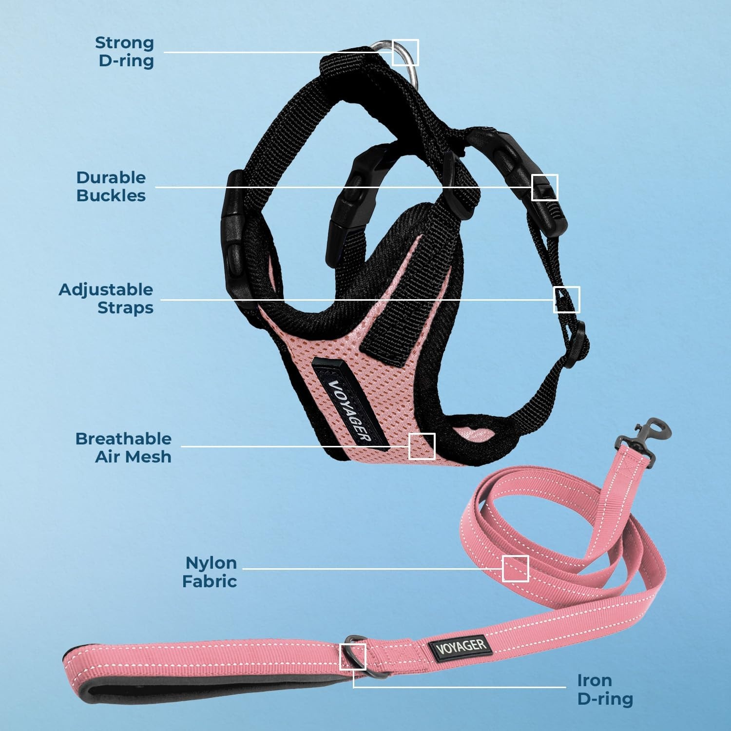 image:imageBest Pet Supplies Voyager Stepin Lock Pet Harness w Reflective Pet Leash Combo Set with Neoprene Handle 5ft Supports Small Medium and Large Breed PuppiesCats PurpleBlack Trim LHarness Leash Set PinkBlack Trim