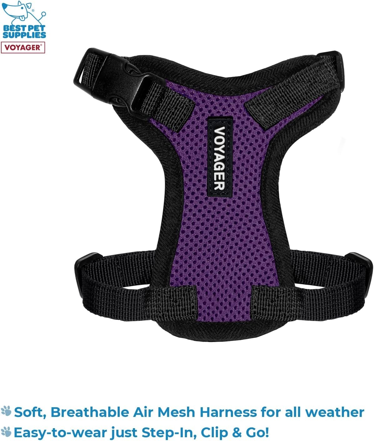 image:imageBest Pet Supplies Voyager Stepin Lock Pet Harness w Reflective Pet Leash Combo Set with Neoprene Handle 5ft Supports Small Medium and Large Breed PuppiesCats PurpleBlack Trim LHarness Leash Set PurpleBlack Trim