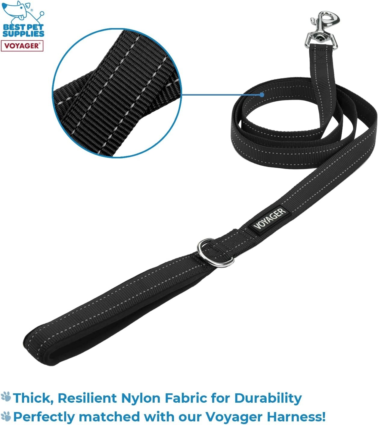image:imageBest Pet Supplies Voyager Stepin Lock Pet Harness w Reflective Pet Leash Combo Set with Neoprene Handle 5ft Supports Small Medium and Large Breed PuppiesCats PurpleBlack Trim LHarness Leash Set Black