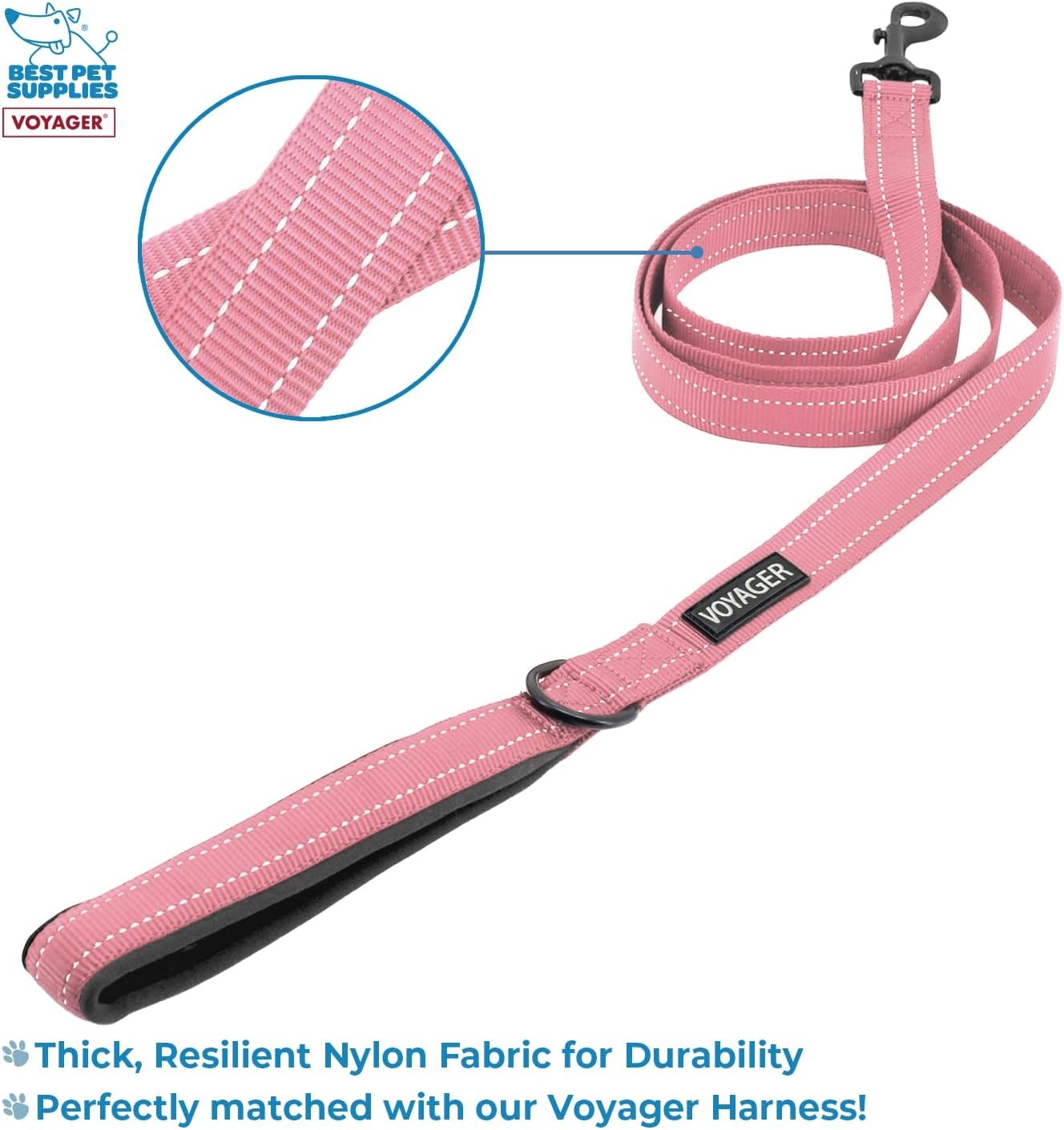 image:imageBest Pet Supplies Voyager Stepin Lock Pet Harness w Reflective Pet Leash Combo Set with Neoprene Handle 5ft Supports Small Medium and Large Breed PuppiesCats PurpleBlack Trim LHarness Leash Set PinkBlack Trim