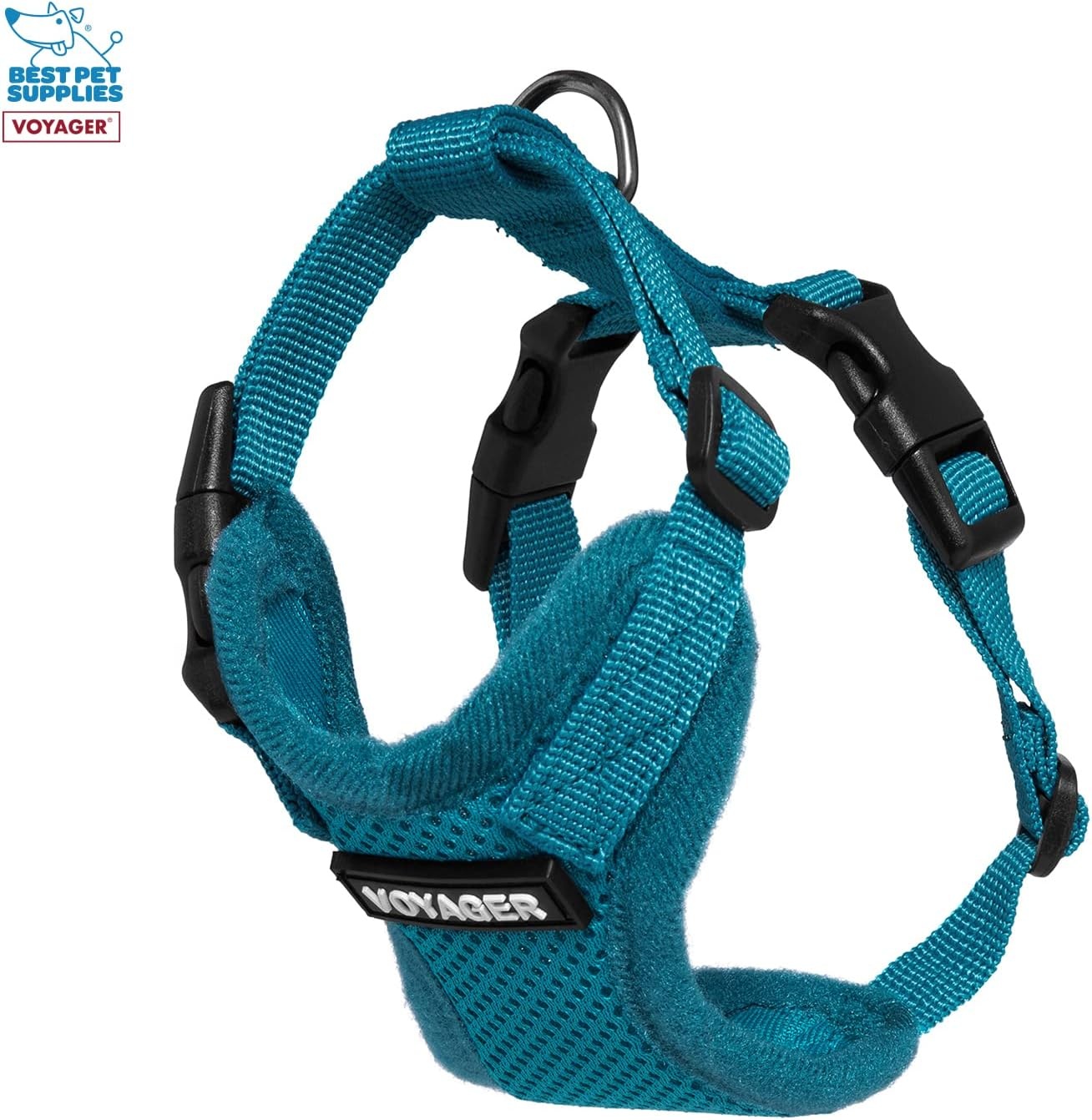 image:imageBest Pet Supplies Voyager Stepin Lock Pet Harness w Reflective Pet Leash Combo Set with Neoprene Handle 5ft Supports Small Medium and Large Breed PuppiesCats PurpleBlack Trim LHarness Leash Set Turquoise