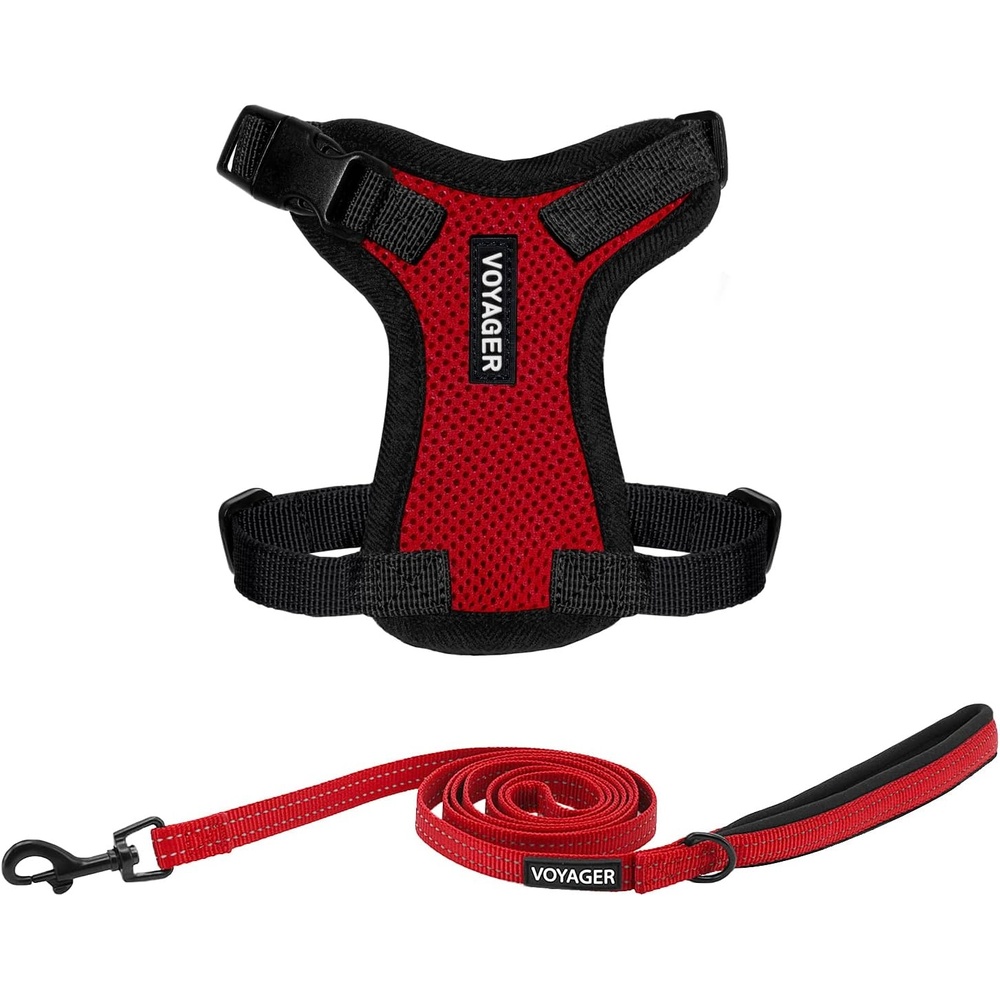 image:imageBest Pet Supplies Voyager Stepin Lock Pet Harness w Reflective Pet Leash Combo Set with Neoprene Handle 5ft Supports Small Medium and Large Breed PuppiesCats PurpleBlack Trim LHarness Leash Set RedBlack Trim
