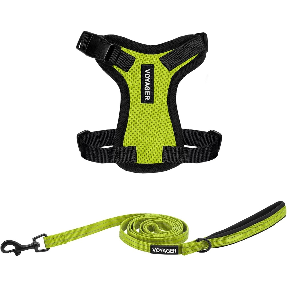 image:imageBest Pet Supplies Voyager Stepin Lock Pet Harness w Reflective Pet Leash Combo Set with Neoprene Handle 5ft Supports Small Medium and Large Breed PuppiesCats PurpleBlack Trim LHarness Leash Set Lime GreenBlack Trim
