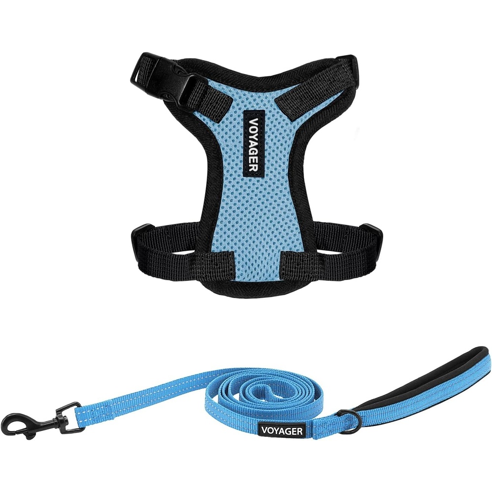 image:imageBest Pet Supplies Voyager Stepin Lock Pet Harness w Reflective Pet Leash Combo Set with Neoprene Handle 5ft Supports Small Medium and Large Breed PuppiesCats PurpleBlack Trim LHarness Leash Set Baby BlueBlack Trim