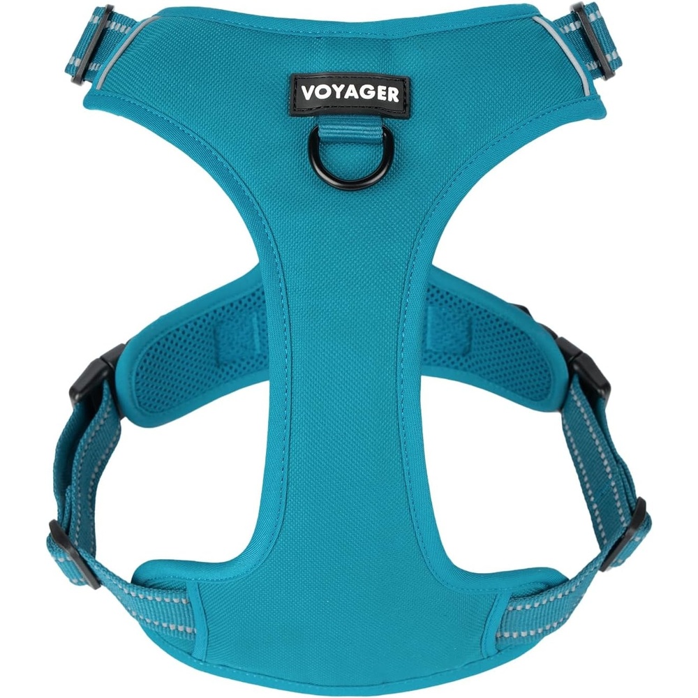 image:imageVoyager Dog Harness Dual Leash Attachment NoPull Control Adjustable Soft but Strong Pet Harness for Medium and Large Dogs with 3M Reflective Technology Leash Set Red Nylon M Chest 2025Turquoise Nylon