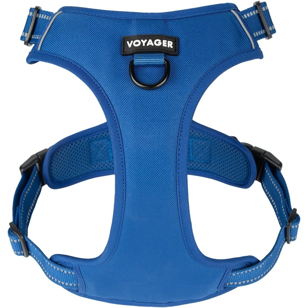 image:imageVoyager Dog Harness Dual Leash Attachment NoPull Control Adjustable Soft but Strong Pet Harness for Medium and Large Dogs with 3M Reflective Technology Leash Set Red Nylon M Chest 2025Royal Blue Lattice Nylon