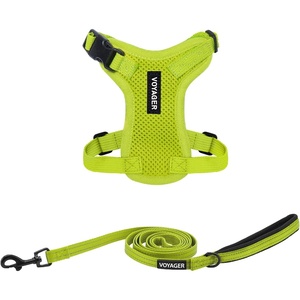 image:imageBest Pet Supplies Voyager Stepin Lock Pet Harness w Reflective Pet Leash Combo Set with Neoprene Handle 5ft  Supports Small Medium and Large Breed PuppiesCats  PurpleBlack Trim LHarness Leash Set Lime Green