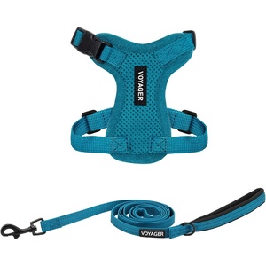 image:imageBest Pet Supplies Voyager Stepin Lock Pet Harness w Reflective Pet Leash Combo Set with Neoprene Handle 5ft  Supports Small Medium and Large Breed PuppiesCats  PurpleBlack Trim LHarness Leash Set Turquoise