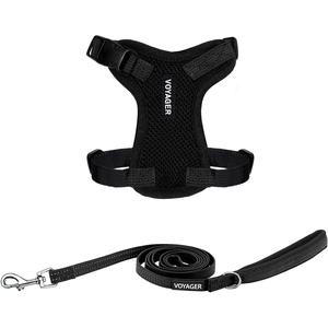 image:imageBest Pet Supplies Voyager Stepin Lock Pet Harness w Reflective Pet Leash Combo Set with Neoprene Handle 5ft  Supports Small Medium and Large Breed PuppiesCats  PurpleBlack Trim LHarness Leash Set Black