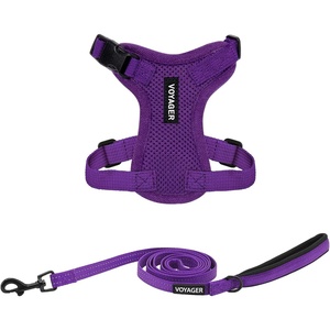 image:imageBest Pet Supplies Voyager Stepin Lock Pet Harness w Reflective Pet Leash Combo Set with Neoprene Handle 5ft  Supports Small Medium and Large Breed PuppiesCats  PurpleBlack Trim LHarness Leash Set Purple