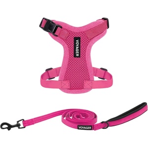 image:imageBest Pet Supplies Voyager Stepin Lock Pet Harness w Reflective Pet Leash Combo Set with Neoprene Handle 5ft  Supports Small Medium and Large Breed PuppiesCats  PurpleBlack Trim LHarness Leash Set Fuchsia