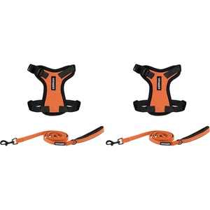 image:imageBest Pet Supplies Voyager Stepin Lock Pet Harness w Reflective Pet Leash Combo Set with Neoprene Handle 5ft  Supports Small Medium and Large Breed PuppiesCats  PurpleBlack Trim LJuego de correa de arns borde naranjanegro
