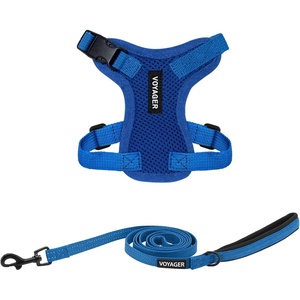 image:imageBest Pet Supplies Voyager Stepin Lock Pet Harness w Reflective Pet Leash Combo Set with Neoprene Handle 5ft  Supports Small Medium and Large Breed PuppiesCats  PurpleBlack Trim LHarness Leash Set Royal Blue