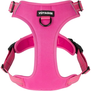 image:imageVoyager Dog Harness Dual Leash Attachment NoPull Control Adjustable Soft but Strong Pet Harness for Medium and Large Dogs with 3M Reflective Technology Leash Set Red Nylon M Chest 2025Fuchsia Nylon
