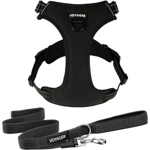 image:imageVoyager Dog Harness Dual Leash Attachment NoPull Control Adjustable Soft but Strong Pet Harness for Medium and Large Dogs with 3M Reflective Technology Leash Set Red Nylon M Chest 2025Leash Set Black Nylon