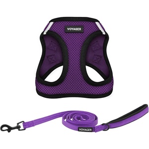 image:imageBest Pet Supplies Voyager Stepin Air All Weather Mesh Harness and Reflective Dog 5ft Leash Combo with Neoprene Handle for Small Medium and Large Breed Puppies  OrangeBlack Trim SmallPurpleBlack Trim