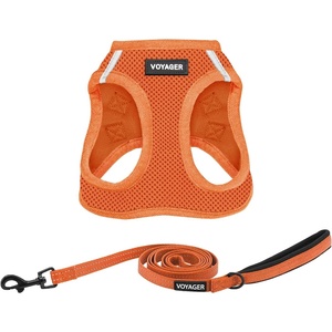 image:imageBest Pet Supplies Voyager Stepin Air All Weather Mesh Harness and Reflective Dog 5ft Leash Combo with Neoprene Handle for Small Medium and Large Breed Puppies  OrangeBlack Trim SmallHarness Leash Set Orange