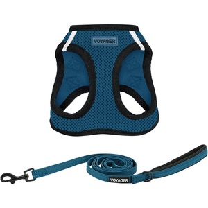 image:imageBest Pet Supplies Voyager Stepin Air All Weather Mesh Harness and Reflective Dog 5ft Leash Combo with Neoprene Handle for Small Medium and Large Breed Puppies  OrangeBlack Trim SmallBlueBlack Trim
