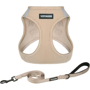 image:imageBest Pet Supplies Voyager Stepin Air All Weather Mesh Harness and Reflective Dog 5ft Leash Combo with Neoprene Handle for Small Medium and Large Breed Puppies  OrangeBlack Trim SmallKhaki