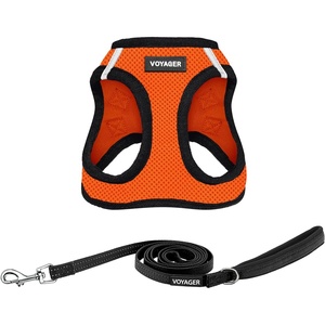 image:imageBest Pet Supplies Voyager Stepin Air All Weather Mesh Harness and Reflective Dog 5ft Leash Combo with Neoprene Handle for Small Medium and Large Breed Puppies  OrangeBlack Trim SmallOrangeBlack Trim