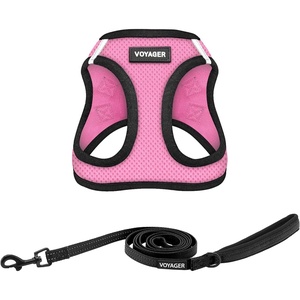 image:imageBest Pet Supplies Voyager Stepin Air All Weather Mesh Harness and Reflective Dog 5ft Leash Combo with Neoprene Handle for Small Medium and Large Breed Puppies  OrangeBlack Trim SmallPinkBlack Trim