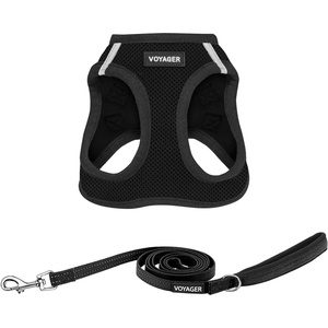image:imageBest Pet Supplies Voyager Stepin Air All Weather Mesh Harness and Reflective Dog 5ft Leash Combo with Neoprene Handle for Small Medium and Large Breed Puppies  OrangeBlack Trim SmallHarness Leash Set Black