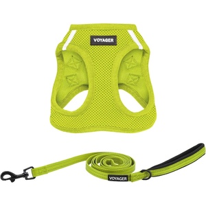image:imageBest Pet Supplies Voyager Stepin Air All Weather Mesh Harness and Reflective Dog 5ft Leash Combo with Neoprene Handle for Small Medium and Large Breed Puppies  OrangeBlack Trim SmallHarness Leash Set Lime Green