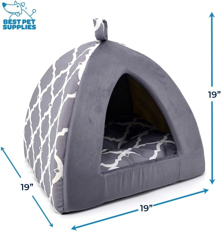 image:imagePet TentSoft Bed for Dog and Cat by Best Pet Supplies Gray Lattice 19 x 19 x H19