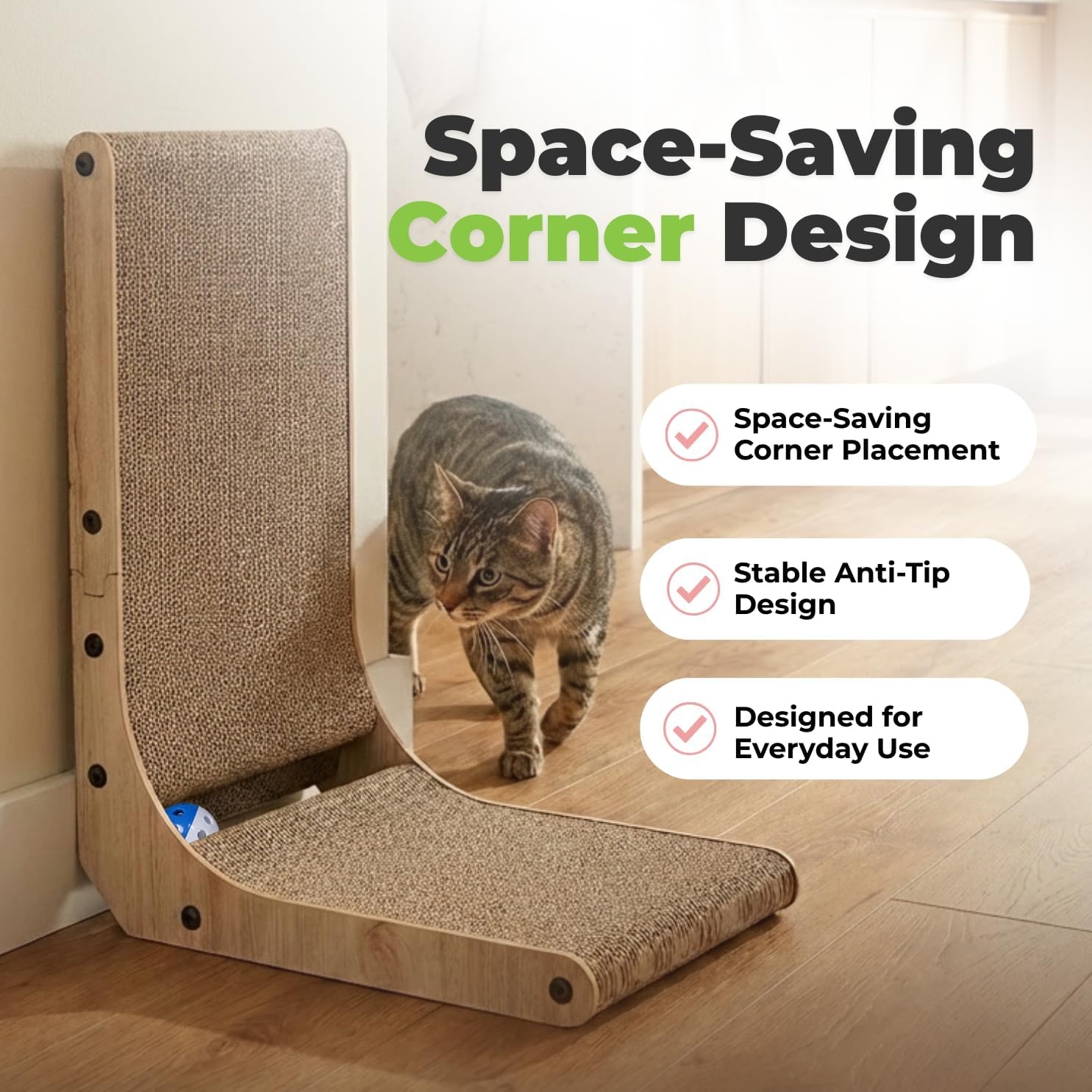 image:imageBest Pet Supplies Catify Cat Scratcher Fun Interactive Scratchers Posts Poles Claw Safe Furniture Saver Indoor Play Support Natural Cat Behaviors Heavy Duty Beige LogLShape H 26