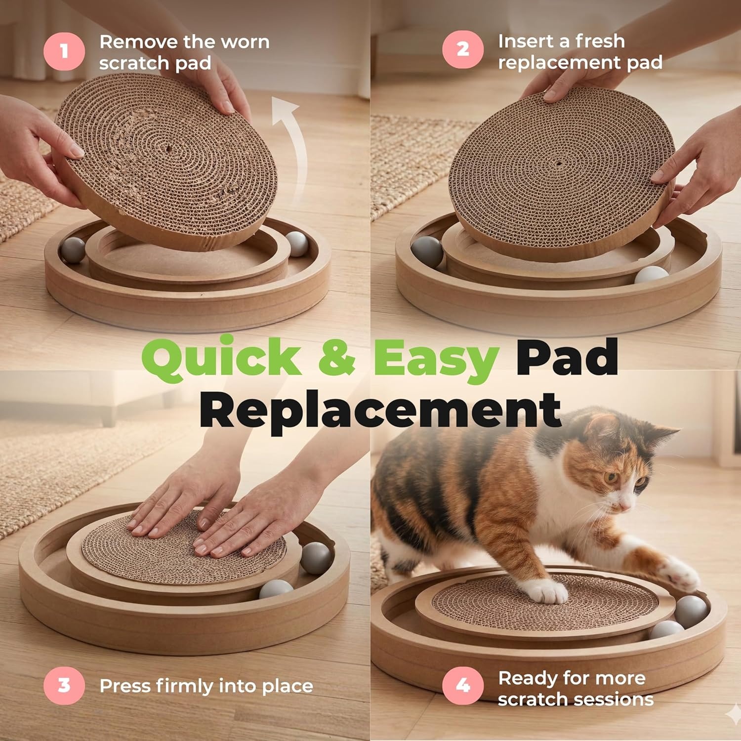 image:imageBest Pet Supplies Catify Cat Scratcher Fun Interactive Scratchers Posts Poles Claw Safe Furniture Saver Indoor Play Support Natural Cat Behaviors Heavy Duty Beige LogRound5 Pack