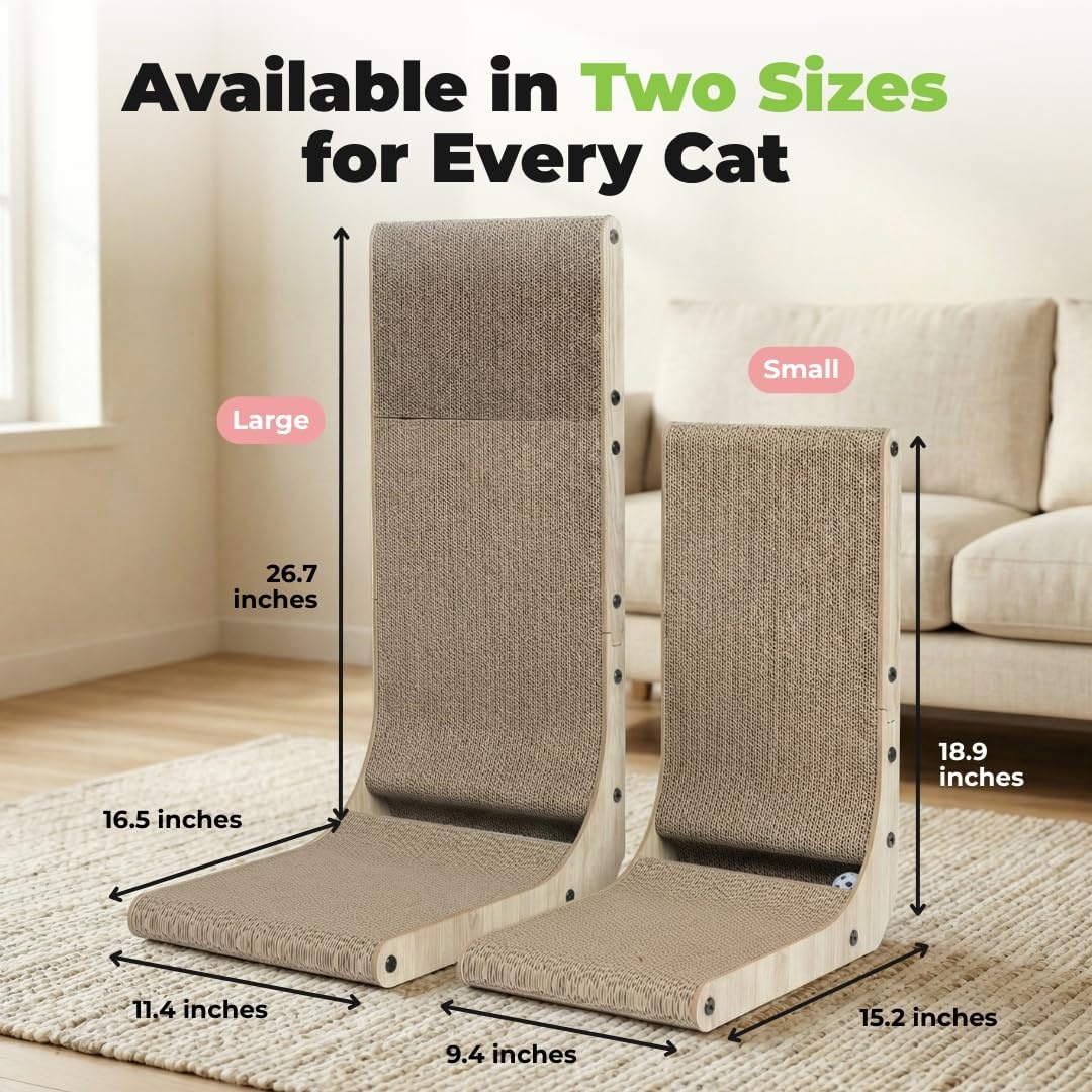 image:imageBest Pet Supplies Catify Cat Scratcher Fun Interactive Scratchers Posts Poles Claw Safe Furniture Saver Indoor Play Support Natural Cat Behaviors Heavy Duty Beige LogLShape H 19