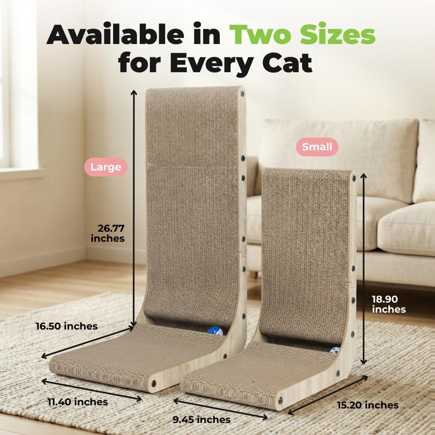 image:imageBest Pet Supplies Catify Cat Scratcher Fun Interactive Scratchers Posts Poles Claw Safe Furniture Saver Indoor Play Support Natural Cat Behaviors Heavy Duty Beige LogLShape H 26