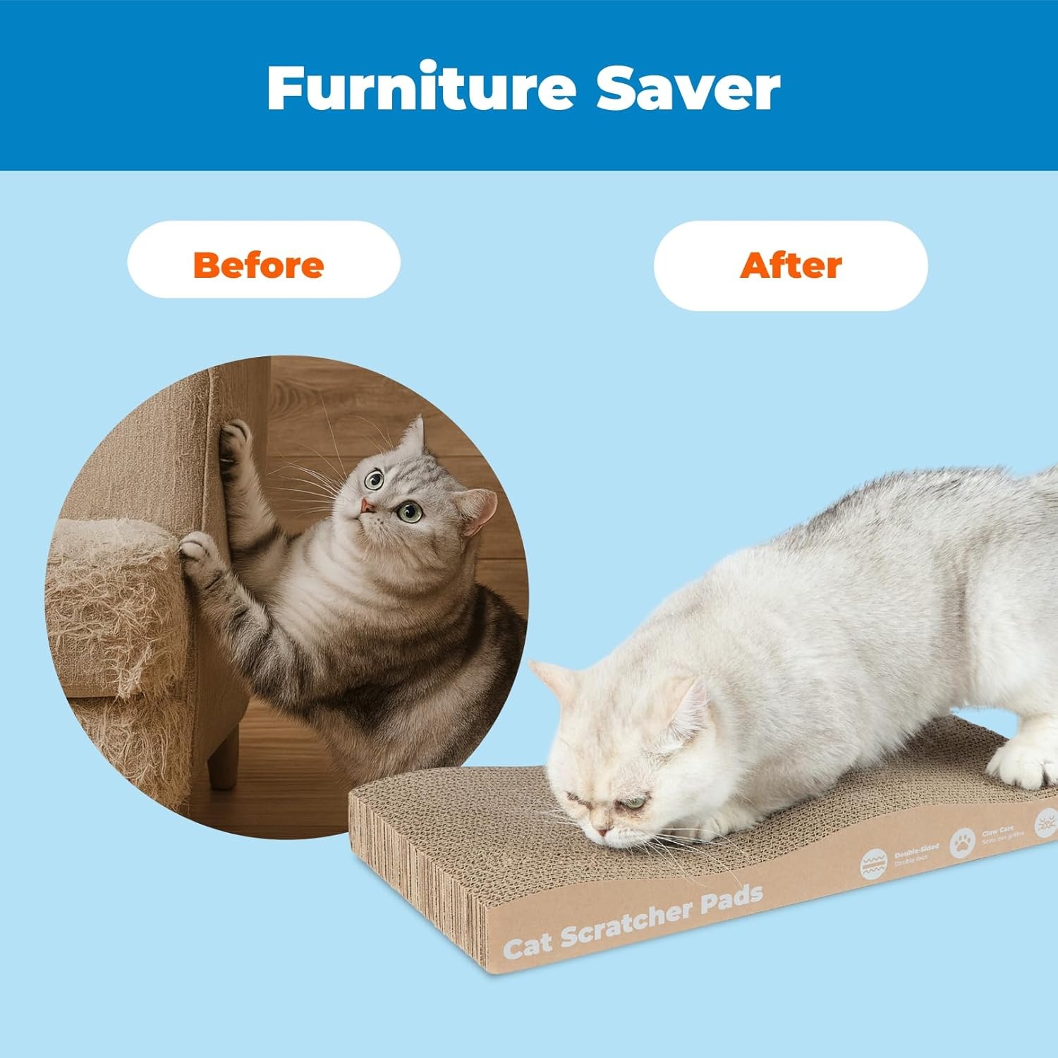 image:imageBest Pet Supplies Catify Cat Scratcher Fun Interactive Scratchers Posts Poles Claw Safe Furniture Saver Indoor Play Support Natural Cat Behaviors Heavy Duty Beige LogWave 2 Pack
