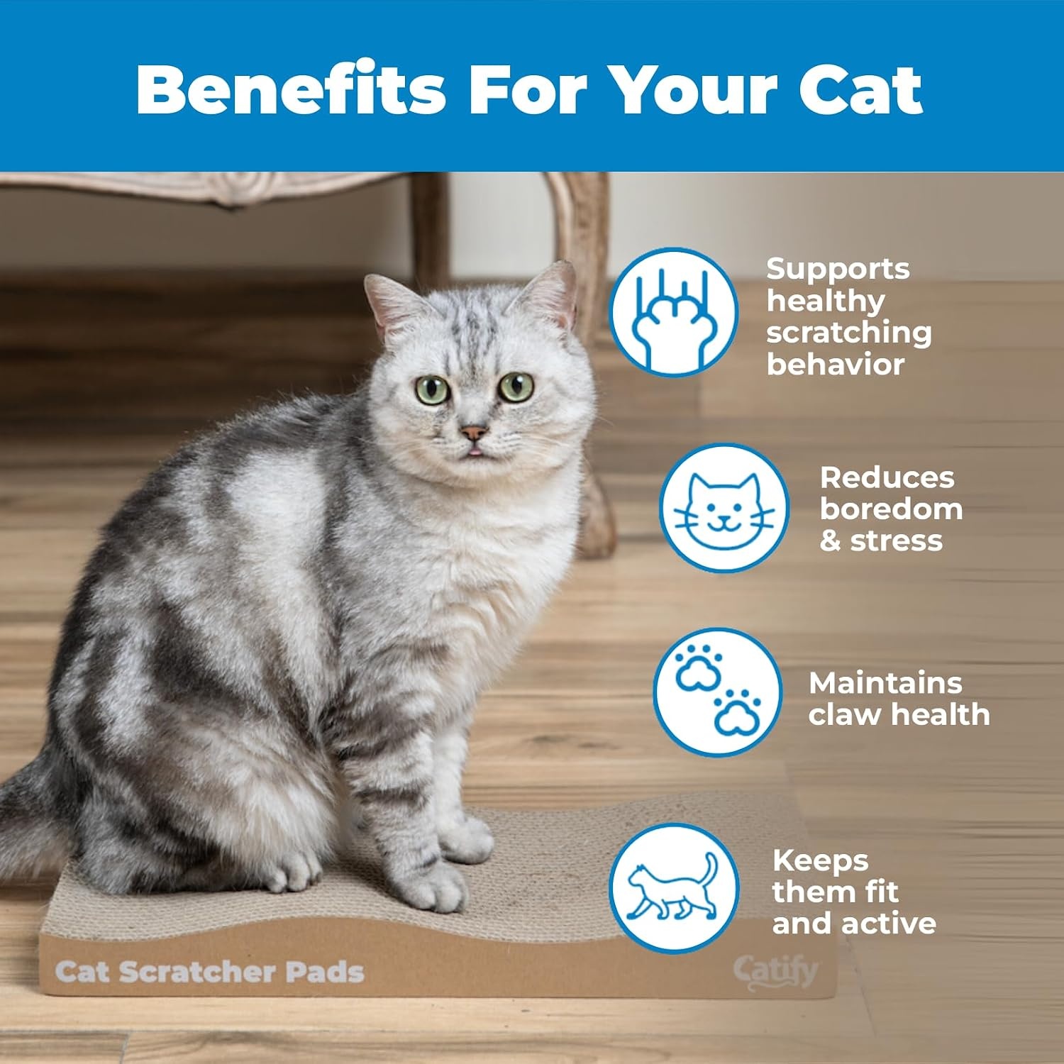 image:imageBest Pet Supplies Catify Cat Scratcher Fun Interactive Scratchers Posts Poles Claw Safe Furniture Saver Indoor Play Support Natural Cat Behaviors Heavy Duty Beige LogWave 2 Pack